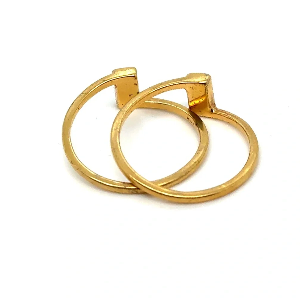 Avon Gold Stacked‎ Baguette Gemstone Rings - Blue & Pink